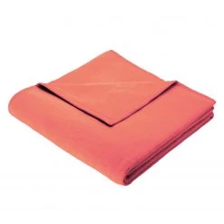 Biederlack Plaid Colour Cotton Uni - Tissu - Corail