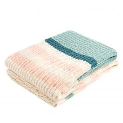 Magma-Heimtex Plaid Melody - Tissu mélangé - Vert menthe / Abricot