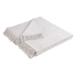 Biederlack Plaid Cover Cotton - Tissu mélangé - Argenté - 50 x 200 cm