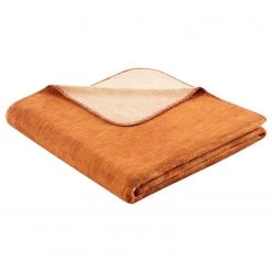 Biederlack Plaid Duo Cotton Melange - Tissu mélangé - Marron clair / Crème