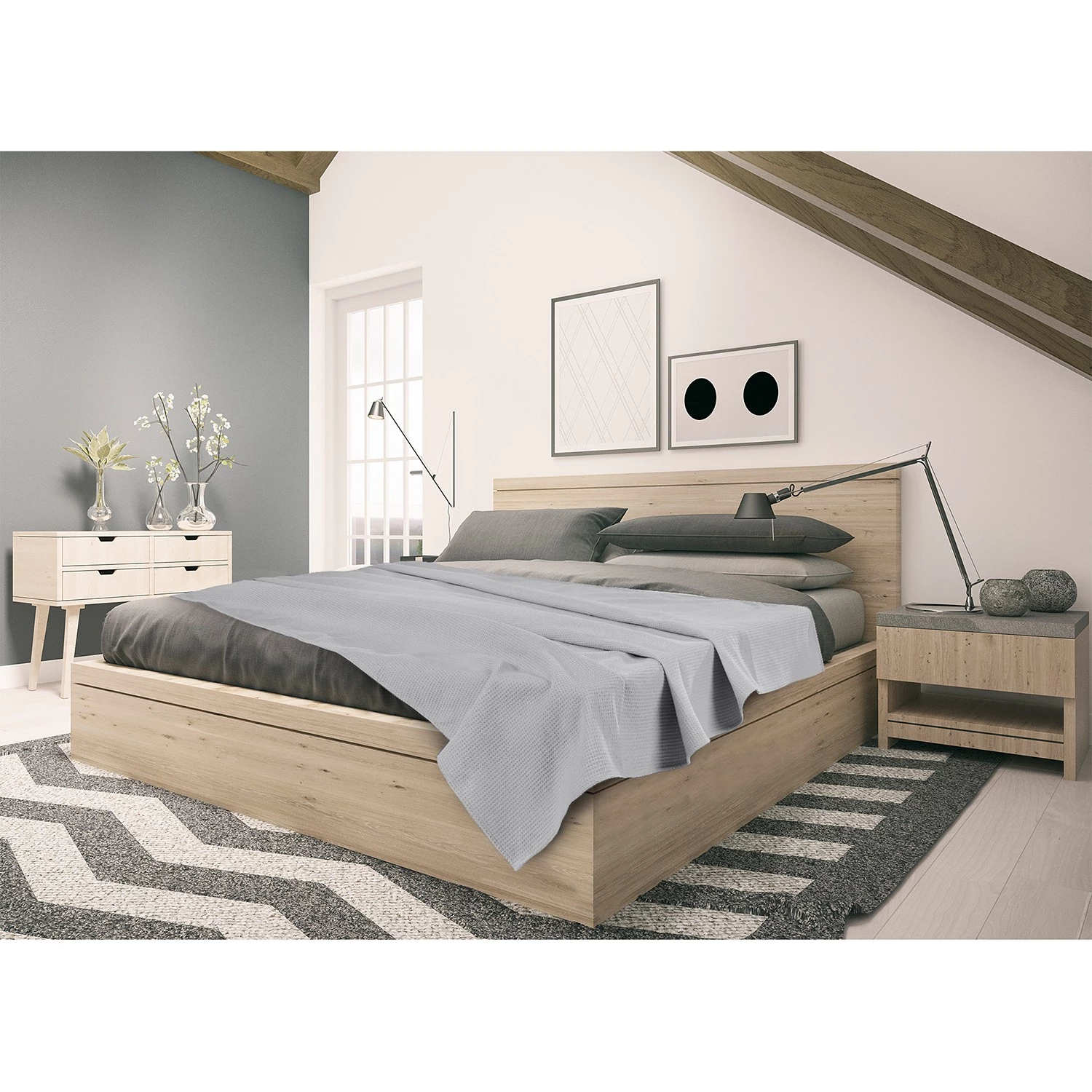 Setex Plaid gaufré - Coton - Gris argenté 4 Setex Plaid gaufré - Coton - Gris argenté – Image 2