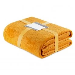 FLHF Couvre-lit Aila II - Polyester / Velours - Miel - 220 x 240 cm