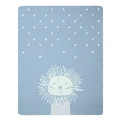 Biederlack Plaid Lovely & Sweet Leo - Tissu mélangé - Bleu / Blanc