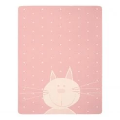 Biederlack Plaid Lovely & Sweet Kitty - Tissu mélangé - Rose / Blanc
