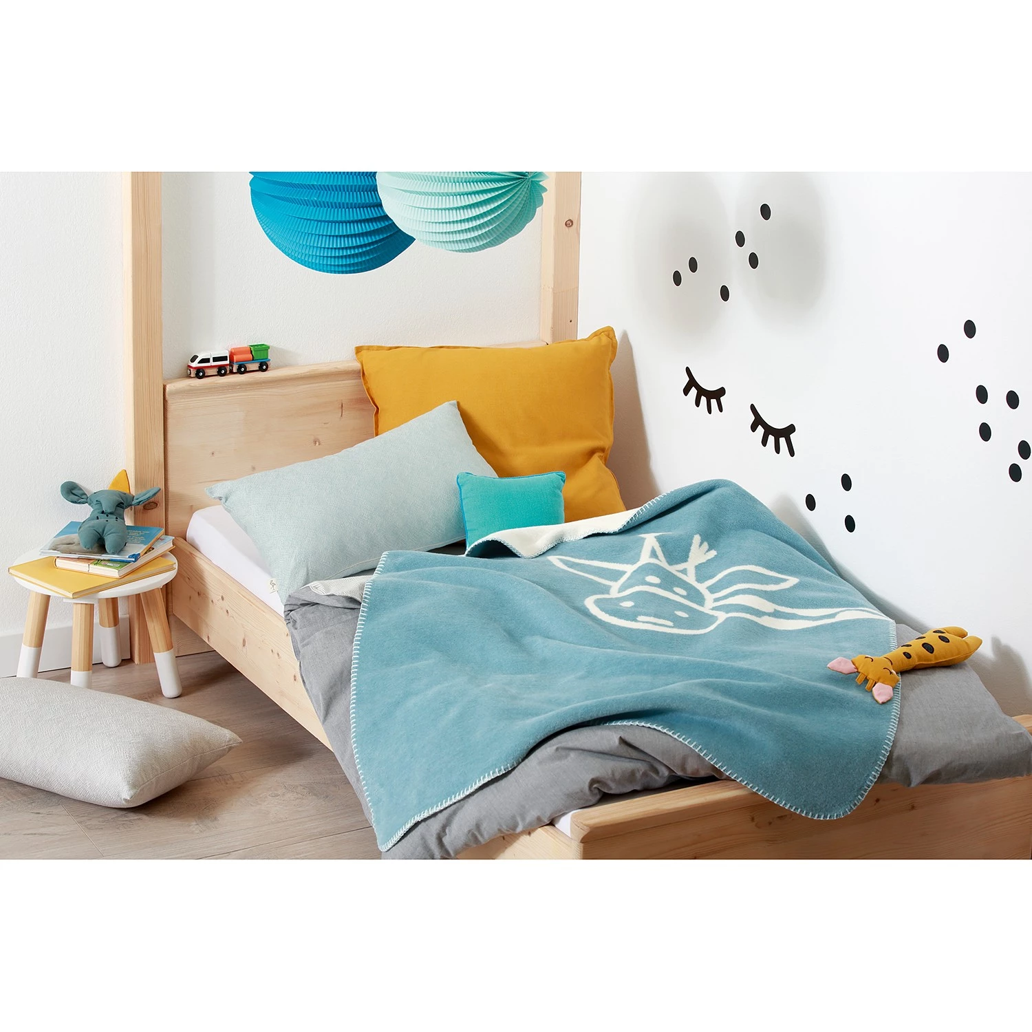 Biederlack Plaid Lovely & Sweet Cookie - Tissu mélangé - Bleu / Blanc 4 Biederlack Plaid Lovely & Sweet Cookie - Tissu mélangé - Bleu / Blanc – Image 2