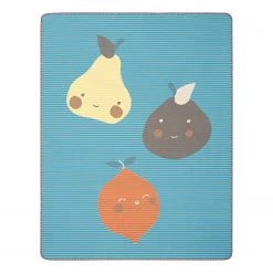 Biederlack Plaid Lovely & Sweet Fruits I - Tissu mélangé - Bleu / Multicolore