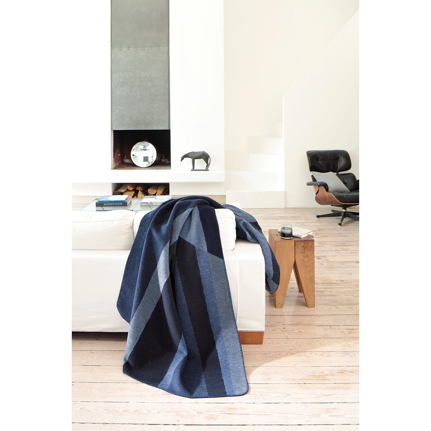 Biederlack Plaid Twilight - Tissu mélangé - Bleu / Gris 4 Biederlack Plaid Twilight - Tissu mélangé - Bleu / Gris – Image 2