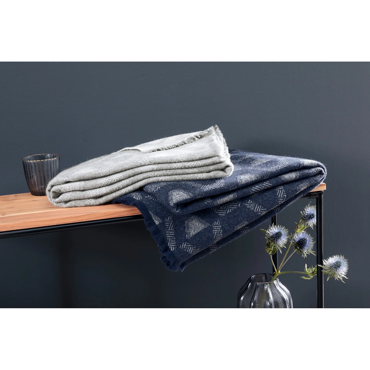 Biederlack Plaid Shadow - Tissu mélangé - Bleu 4 Biederlack Plaid Shadow - Tissu mélangé - Bleu – Image 2