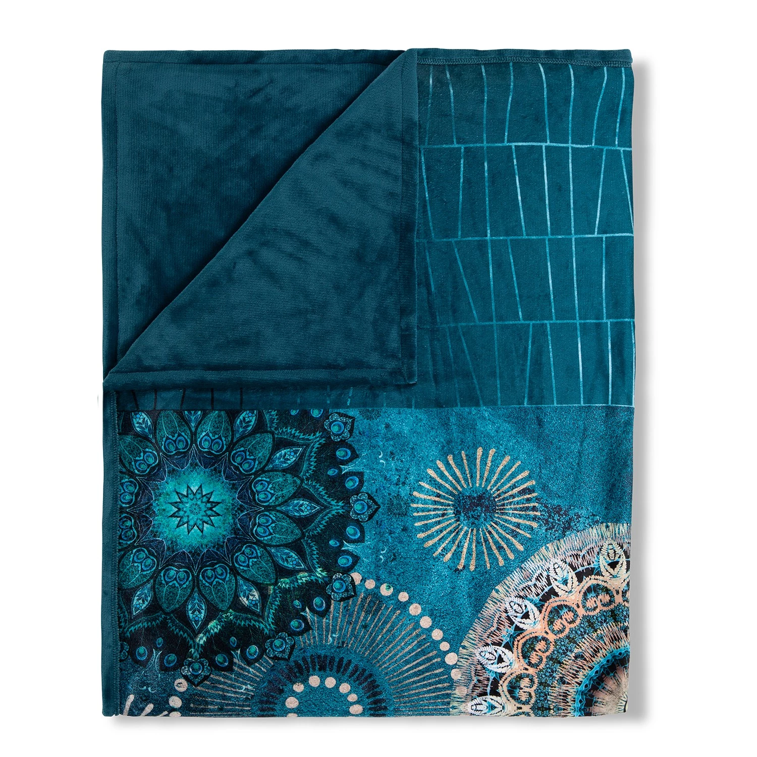 HIP Plaid Kiska - Velours de polyester - Bleu pétrole 5 HIP Plaid Kiska - Velours de polyester - Bleu pétrole – Image 3