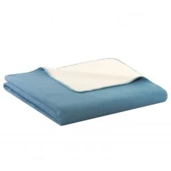 Biederlack Plaid Double face - Tissu mélangé - Bleu