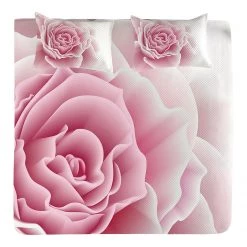Twentyfour Couvre-lit Roses - Polyester - Rose / Blanc - 264 x 220 cm