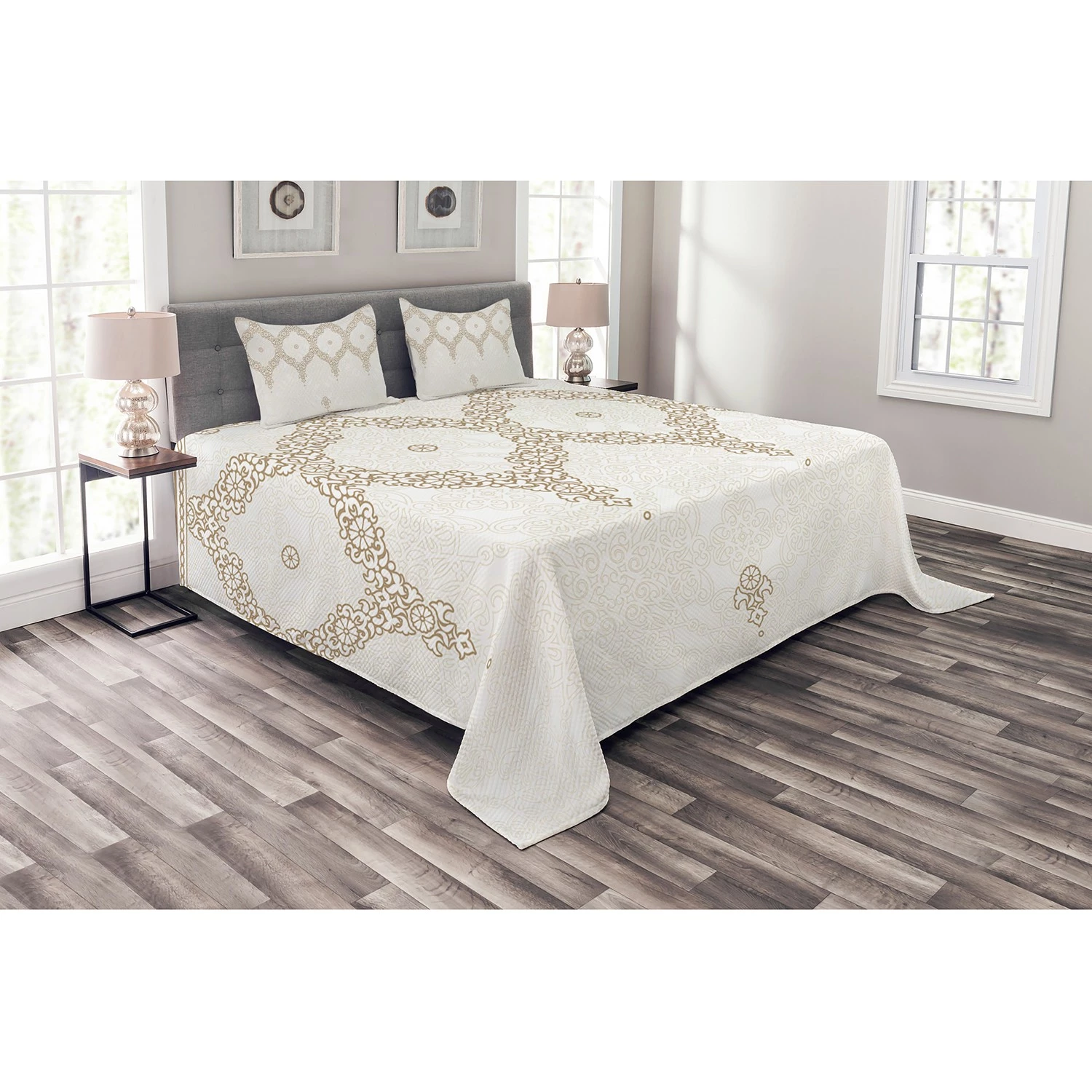 Twentyfour Couvre-lit Eastern Element - Polyester - Crème - 220 x 220 cm 4 Twentyfour Couvre-lit Eastern Element - Polyester - Crème - 220 x 220 cm – Image 2