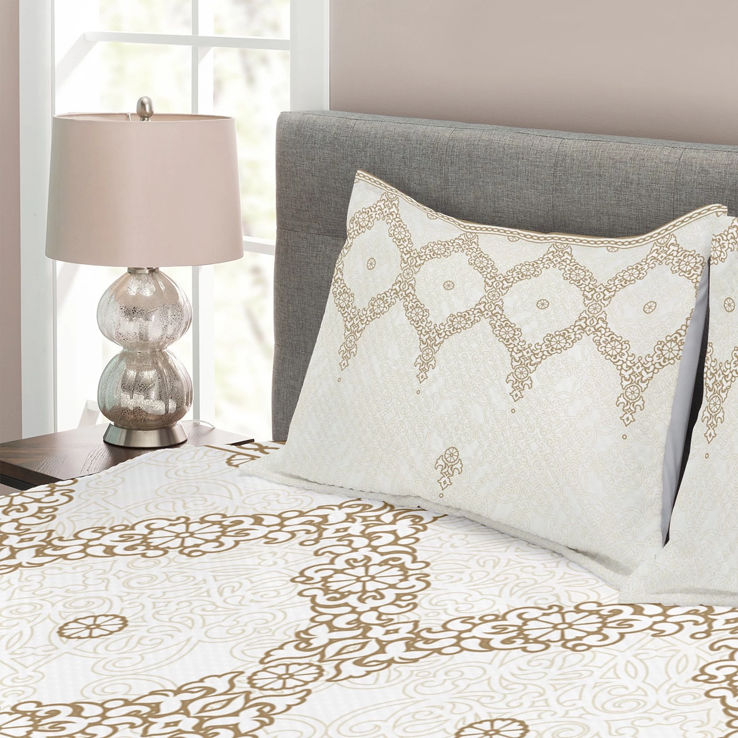 Twentyfour Couvre-lit Eastern Element - Polyester - Crème - 220 x 220 cm 6 Twentyfour Couvre-lit Eastern Element - Polyester - Crème - 220 x 220 cm – Image 4