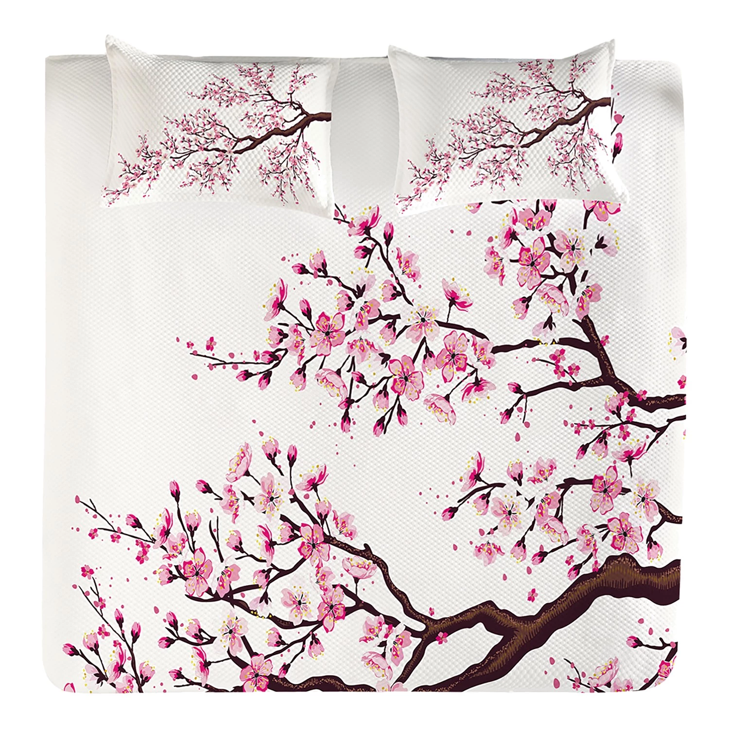 Twentyfour Couvre-lit Sakura - Polyester - Rose / Marron - 264 x 220 cm 3 Twentyfour Couvre-lit Sakura - Polyester - Rose / Marron - 264 x 220 cm