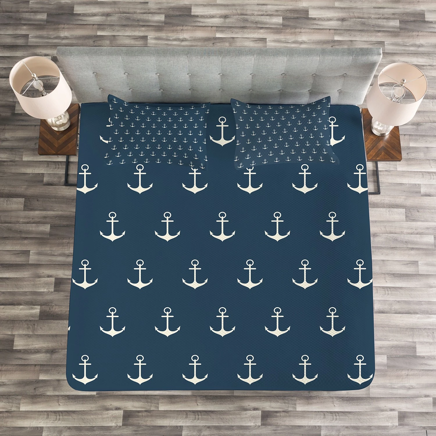 Twentyfour Couvre-lit Nautic - Polyester - Bleu / Blanc - 264 x 220 cm 5 Twentyfour Couvre-lit Nautic - Polyester - Bleu / Blanc - 264 x 220 cm – Image 3