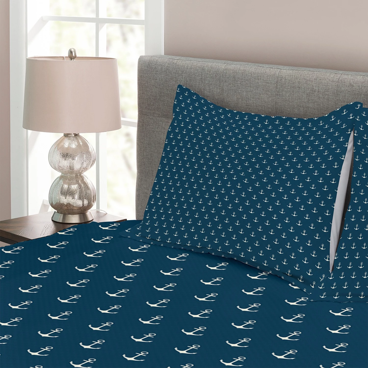 Twentyfour Couvre-lit Nautic - Polyester - Bleu / Blanc - 264 x 220 cm 6 Twentyfour Couvre-lit Nautic - Polyester - Bleu / Blanc - 264 x 220 cm – Image 4