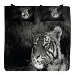 Twentyfour Couvre-lit Tigre du Bengal - Polyester - Noir / Blanc - 264 x 220 cm