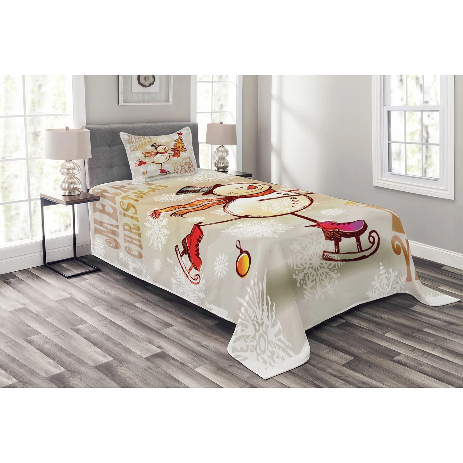 Twentyfour Couvre-lit Skating Happy Snowman - Polyester - Multicolore - 170 x 220 cm 4 Twentyfour Couvre-lit Skating Happy Snowman - Polyester - Multicolore - 170 x 220 cm – Image 2