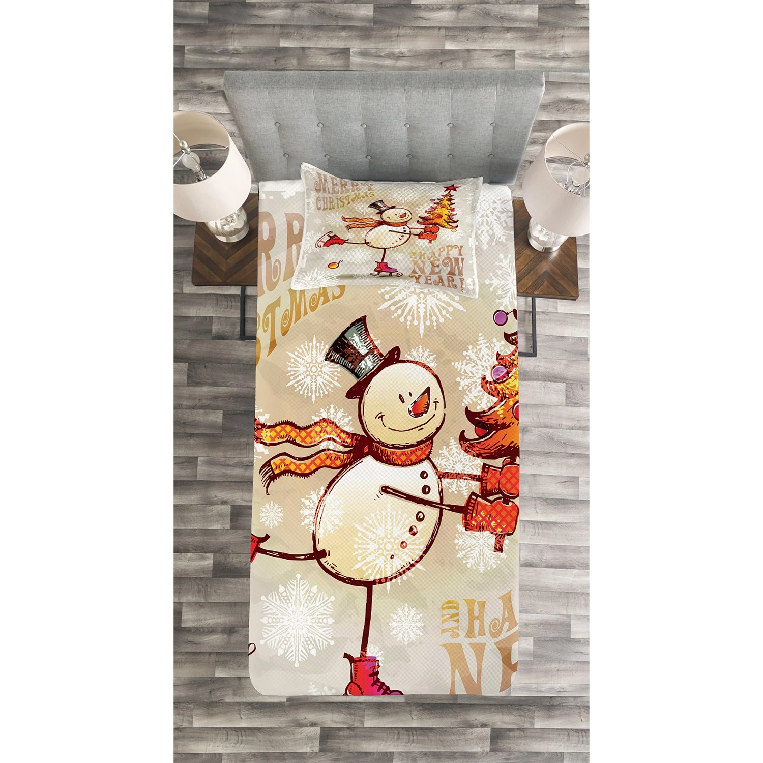 Twentyfour Couvre-lit Skating Happy Snowman - Polyester - Multicolore - 170 x 220 cm 5 Twentyfour Couvre-lit Skating Happy Snowman - Polyester - Multicolore - 170 x 220 cm – Image 3