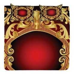 Twentyfour Couvre-lit Baroque - Polyester - Jaune ocre / Bordeaux - 264 x 220 cm