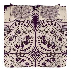 Twentyfour Couvre-lit Snowflake - Polyester - Violet foncé / Coquille d’œuf - 264 x 220 cm