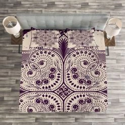 Twentyfour Couvre-lit Snowflake - Polyester - Violet foncé / Coquille d’œuf - 264 x 220 cm -France Couvertures Soldes Boutique 1000326963 220121 1232450021 MOOD DETAILS P000000001000326963 mood