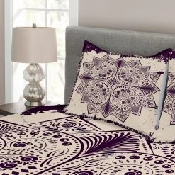 Twentyfour Couvre-lit Snowflake - Polyester - Violet foncé / Coquille d’œuf - 264 x 220 cm -France Couvertures Soldes Boutique 1000326963 220121 1232450040 DETAILS P000000001000326963