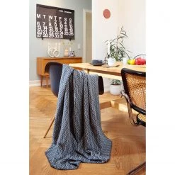 Biederlack Plaid Twist - Tissu mélangé - Bleu - 150 x 200 cm -France Couvertures Soldes Boutique 1000342623 220503 020 MOOD DETAILS P000000001000342623 mood