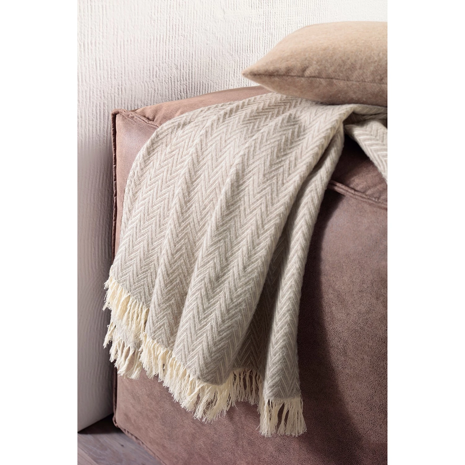 Biederlack Plaid Boras - Coton / Polyacrylique - Argenté 4 Biederlack Plaid Boras - Coton / Polyacrylique - Argenté – Image 2