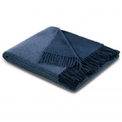 Biederlack Plaid Cashmere I - Laine / Cachemire - Bleu jean - 150 x 200 cm