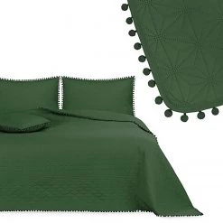 FLHF Couvre-lit Ladore - Polyester - Vert foncé - 170 x 270 cm -France Couvertures Soldes Boutique 1000349769 220513 040 DETAILS P000000001000349769