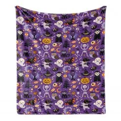 Twentyfour Plaid Halloween - Polyester - Violet / Orange - 125 x 175 cm -France Couvertures Soldes Boutique 1000358744 220621 030 DETAILS P000000001000358744