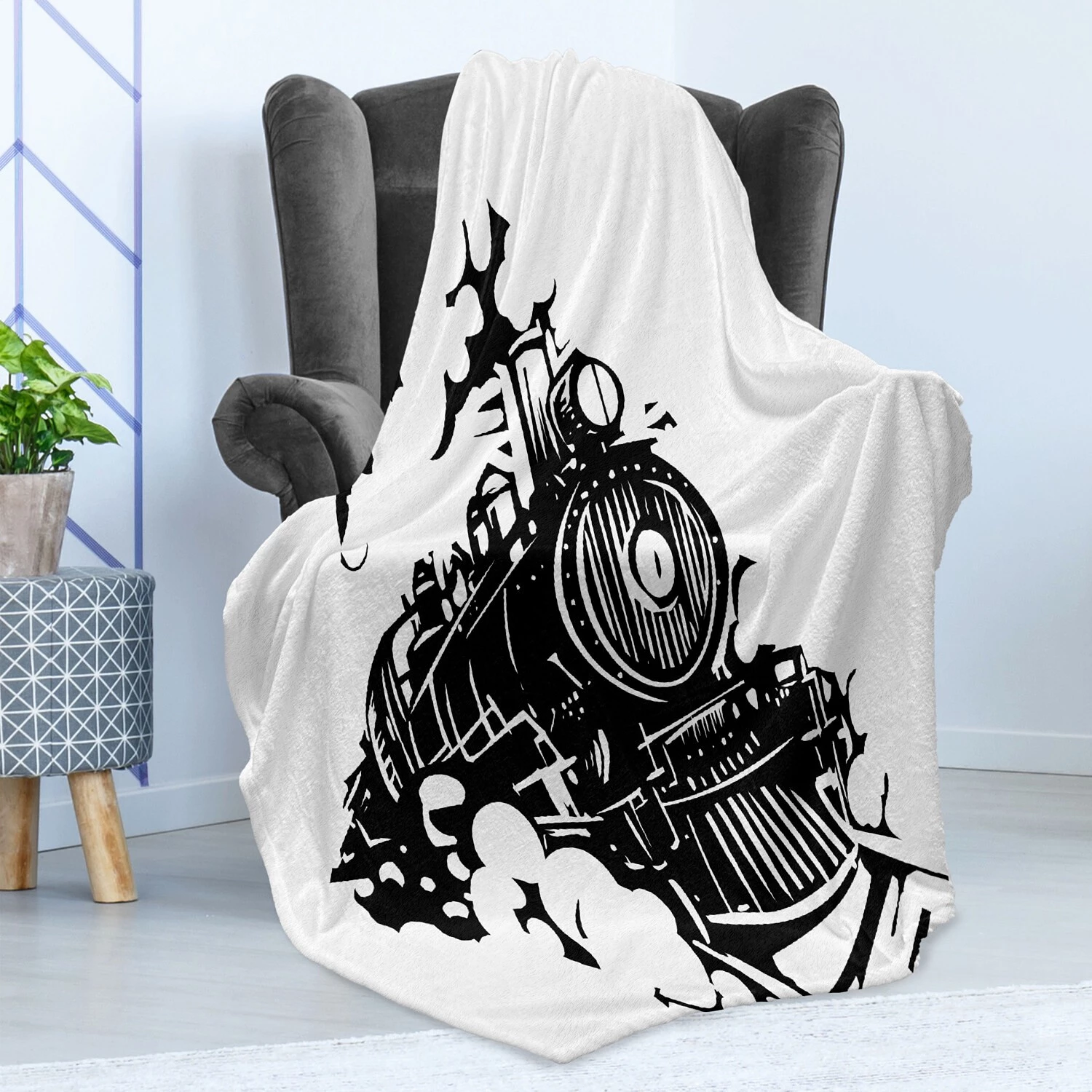 Twentyfour Plaid Train - Polyester - Gris charbon / Blanc - 175 x 230 cm 5 Twentyfour Plaid Train - Polyester - Gris charbon / Blanc - 175 x 230 cm – Image 3