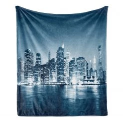 Twentyfour Plaid Ville - Polyester - Bleu gris / Bleu pétrole - 175 x 230 cm -France Couvertures Soldes Boutique 1000358754 220621 030 DETAILS P000000001000358754