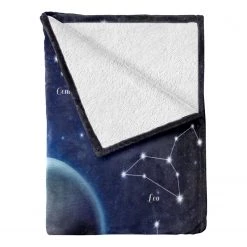 Twentyfour Plaid Astronomie - Polyester - Bleu nuit / Gris foncé - 175 x 230 cm
