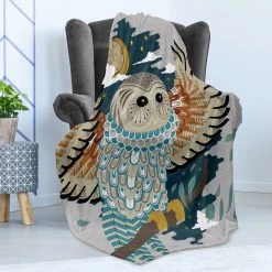 Twentyfour Plaid Chouette I - Polyester - Multicolore / Gris - 125 x 175 cm -France Couvertures Soldes Boutique 1000358769 220621 021 MOOD DETAILS P000000001000358769 mood