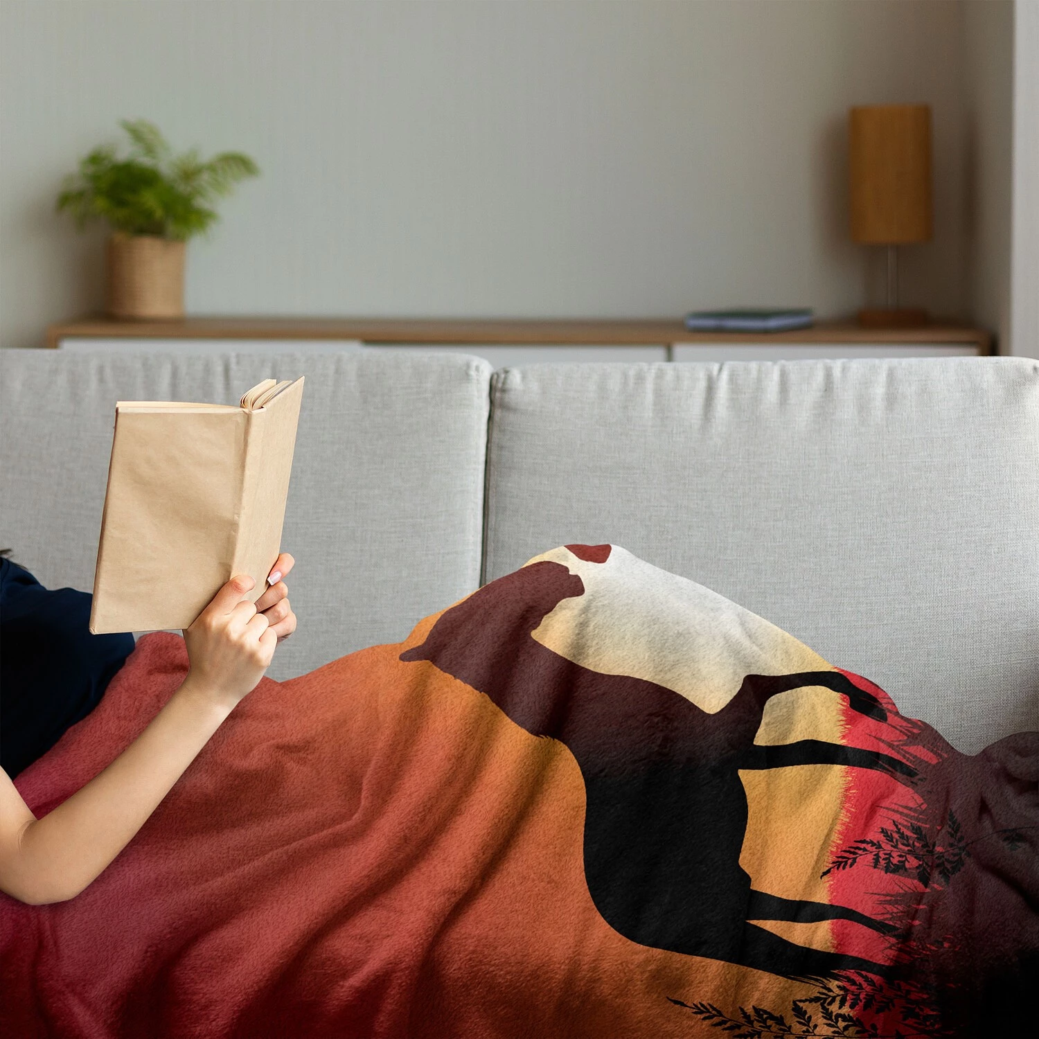 Twentyfour Plaid Orange et Noir - Polyester - Vermillon / Marron - 125 x 175 cm 4 Twentyfour Plaid Orange et Noir - Polyester - Vermillon / Marron - 125 x 175 cm – Image 2