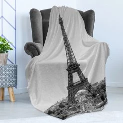 Twentyfour Plaid Tour Eiffel - Polyester - Gris foncé / Taupe - 125 x 175 cm -France Couvertures Soldes Boutique 1000358782 220621 021 MOOD DETAILS P000000001000358782 mood