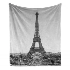 Twentyfour Plaid Tour Eiffel - Polyester - Gris foncé / Taupe - 125 x 175 cm -France Couvertures Soldes Boutique 1000358782 220621 030 DETAILS P000000001000358782
