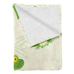 Twentyfour Plaid Grenouille - Polyester - Ivoire / Vert pâle - 125 x 175 cm