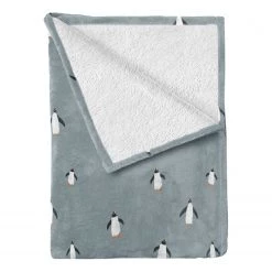 Twentyfour Plaid Pingouin - Polyester - Gris foncé - 175 x 230 cm