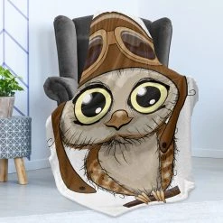 Twentyfour Plaid Chouette II - Polyester - Jaune / Cacao - 125 x 175 cm -France Couvertures Soldes Boutique 1000358792 220621 021 MOOD DETAILS P000000001000358792 mood