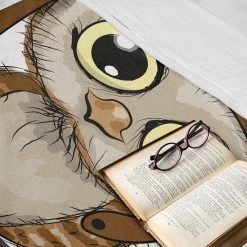 Twentyfour Plaid Chouette II - Polyester - Jaune / Cacao - 125 x 175 cm -France Couvertures Soldes Boutique 1000358792 220621 022 MOOD DETAILS P000000001000358792 mood