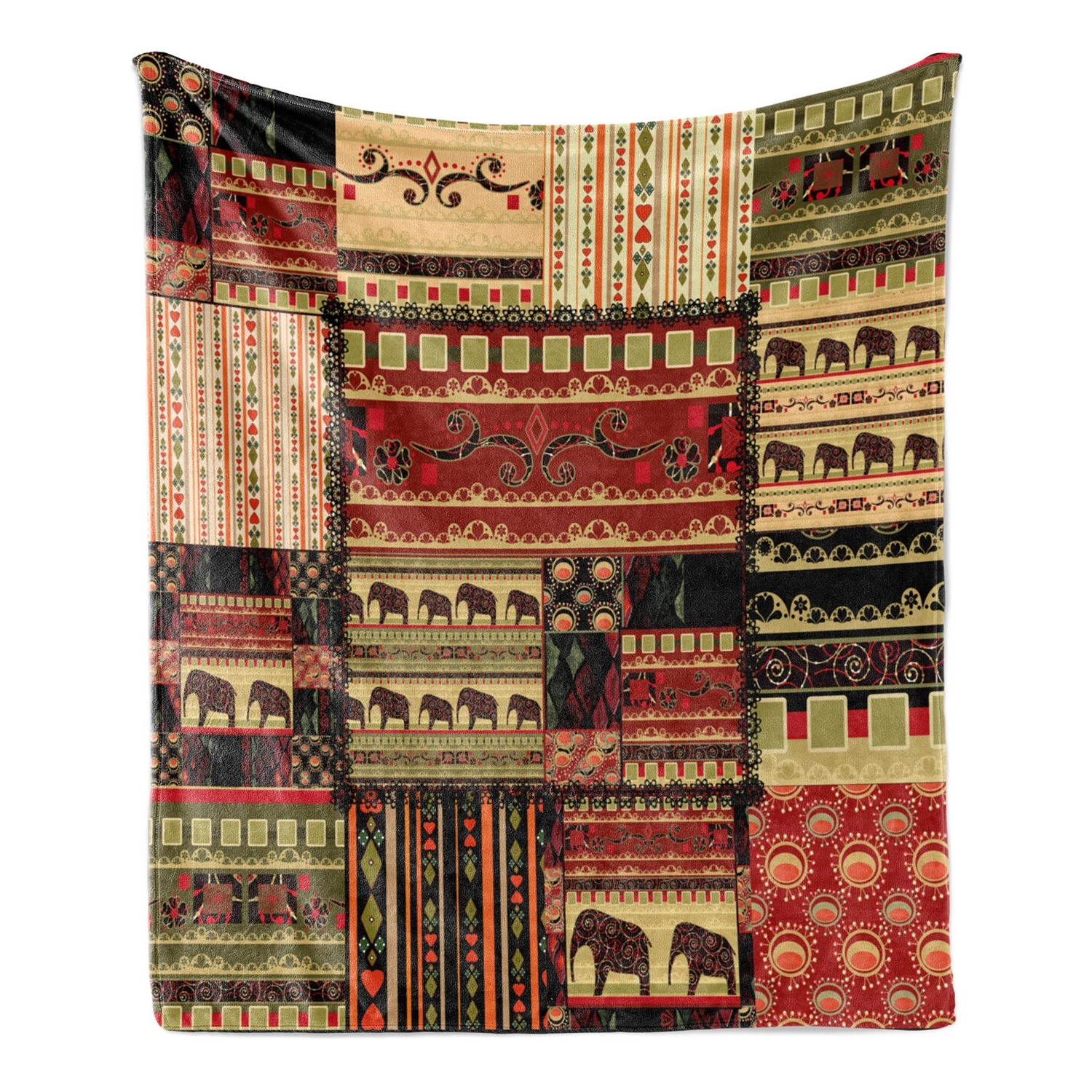 Twentyfour Plaid Afrique - Polyester - Rouge / Noir - 175 x 230 cm 7 Twentyfour Plaid Afrique - Polyester - Rouge / Noir - 175 x 230 cm – Image 5