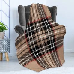 Twentyfour Plaid Tartan I - Polyester - Marron clair / Blanc - 125 x 175 cm -France Couvertures Soldes Boutique 1000358825 220621 021 MOOD DETAILS P000000001000358825 mood