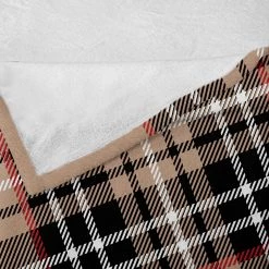 Twentyfour Plaid Tartan I - Polyester - Marron clair / Blanc - 125 x 175 cm -France Couvertures Soldes Boutique 1000358825 220621 040 DETAILS P000000001000358825