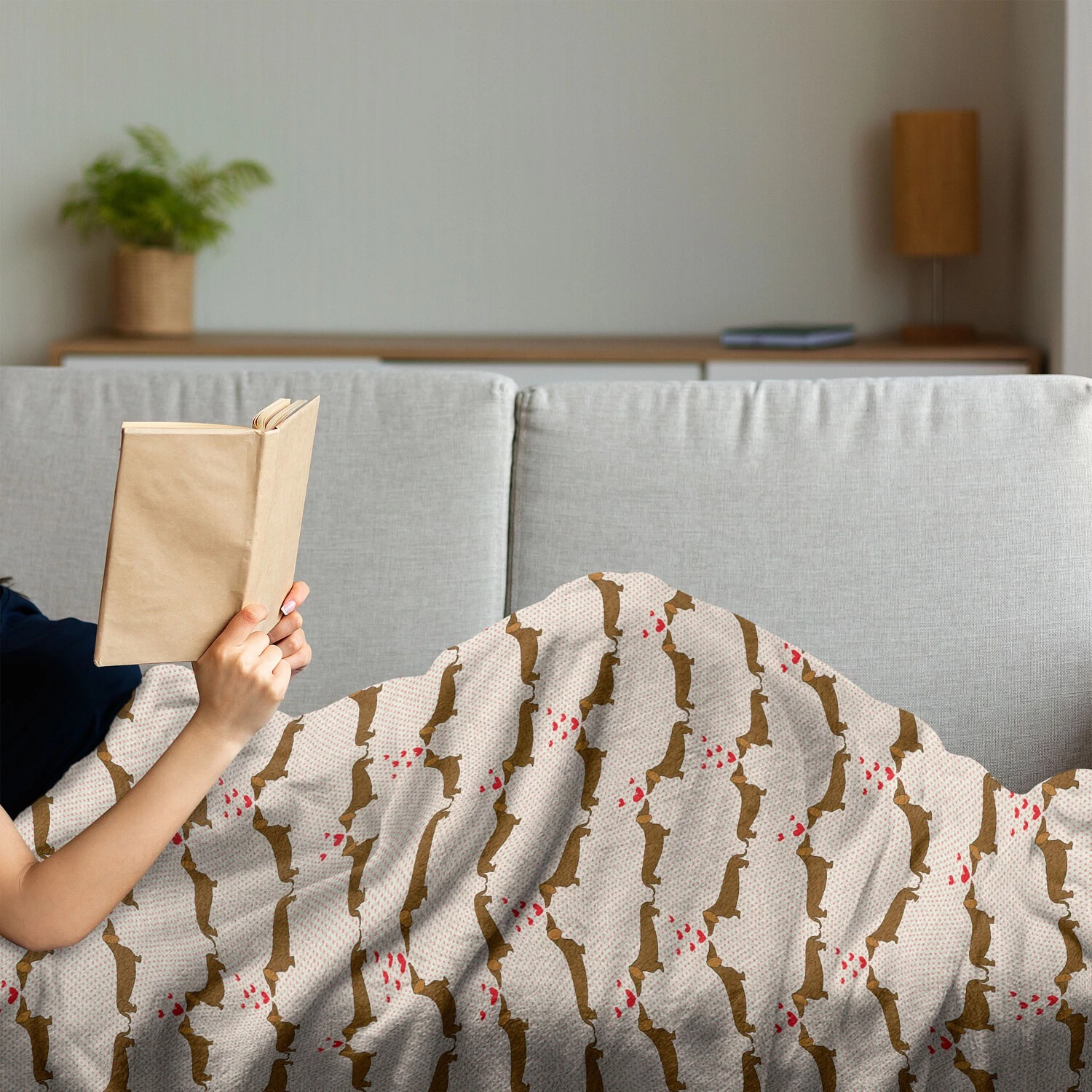 Twentyfour Plaid Teckel I - Polyester - Chocolat / Vermillon - 125 x 175 cm 4 Twentyfour Plaid Teckel I - Polyester - Chocolat / Vermillon - 125 x 175 cm – Image 2